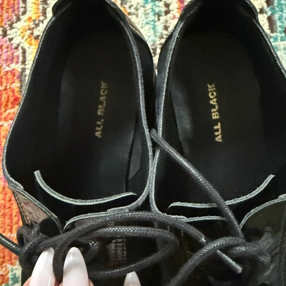Anthropologie All Black Platform Oxford Flats - Picture 10 of 13